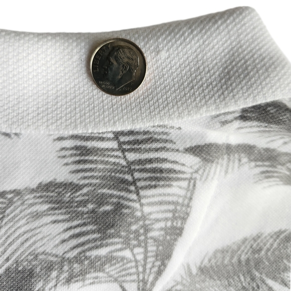Van Heusen Mens Never Tuck Palm Tree Polo Shirt | White + Gray Size M 5027131131 - Picture 7 of 9
